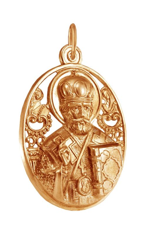 Нательная Золотая икона Николая Чудотворца